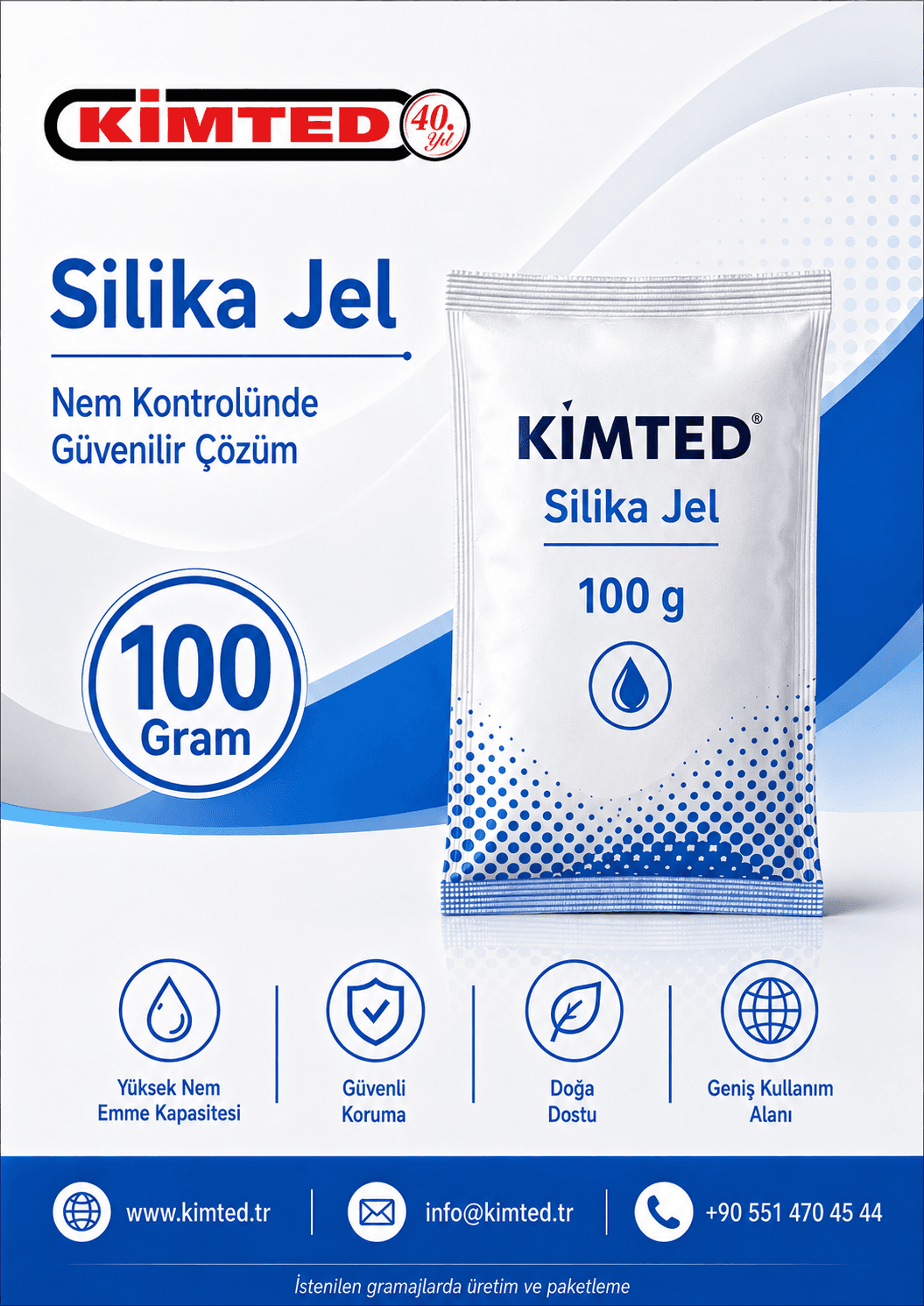 100 gram beyaz silika jel nem alıcı paket
