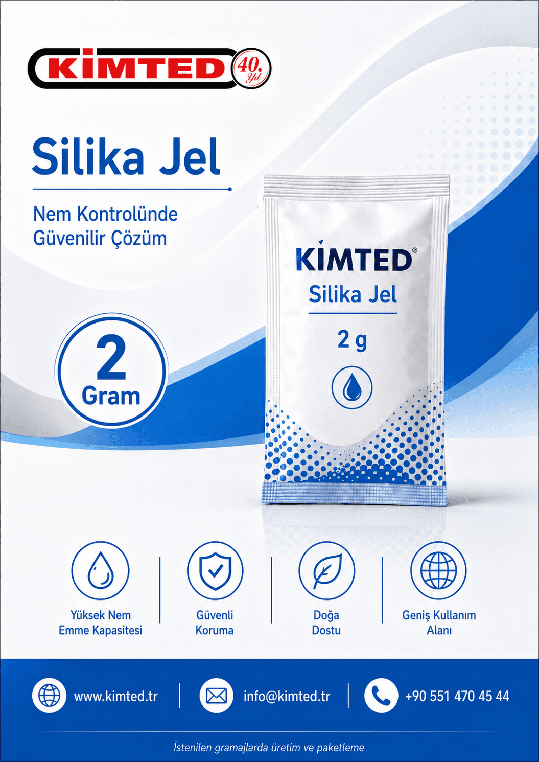 2 gram beyaz silika jel nem alıcı paket