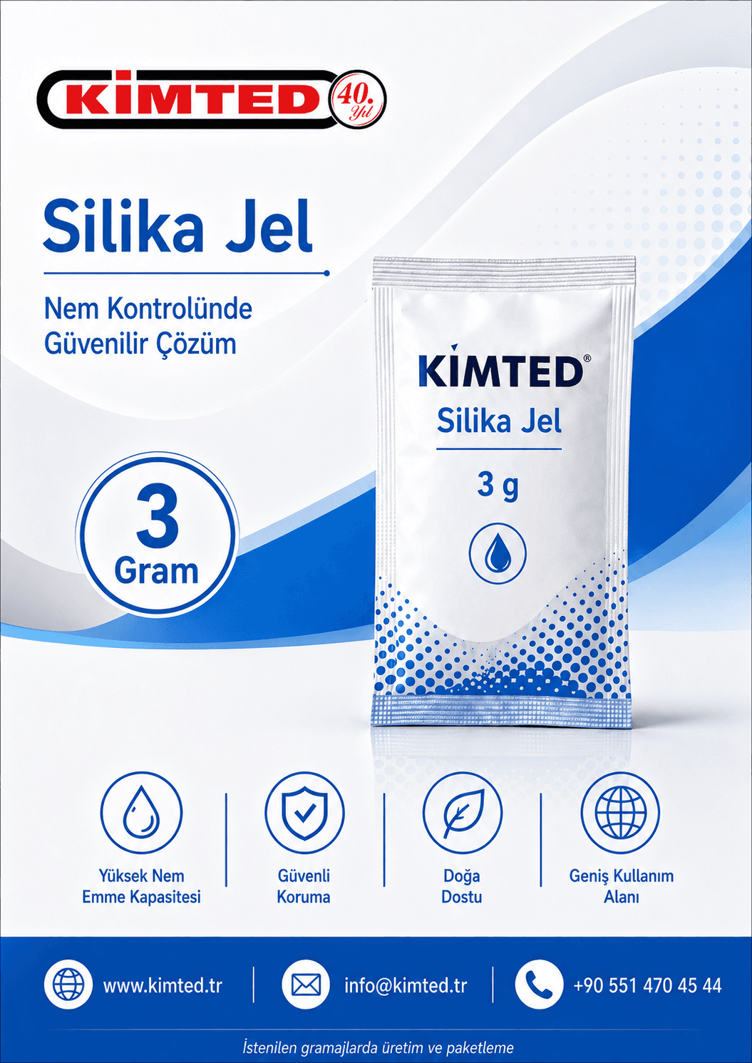 3 gram beyaz silika jel nem alıcı paket