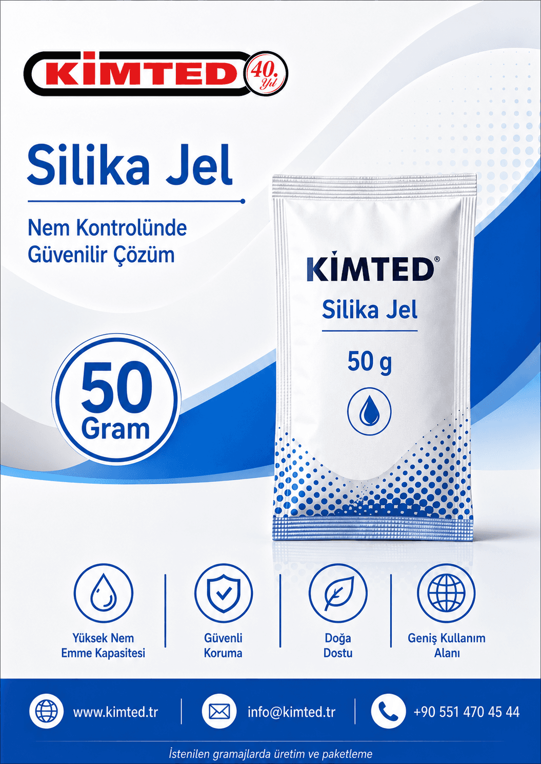 50 gram beyaz silika jel nem alıcı paket